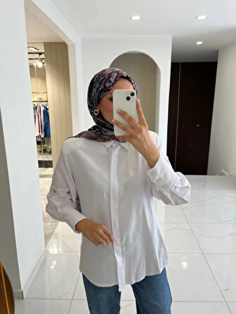 Metal Aksesurlı Basıc Gömlek GMK08009