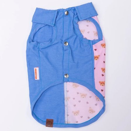 Pawstar Cozie Bear Desenli Denim Gömlek