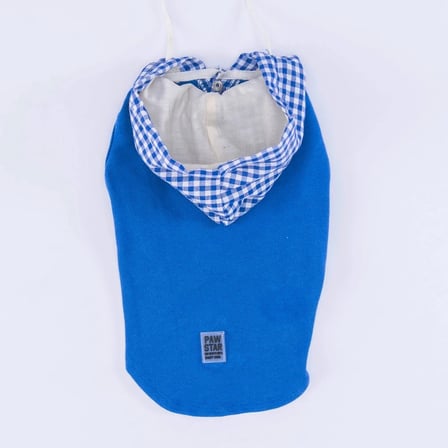 Pawstar Mavi Gingham Kapşonlu Polo Tişört