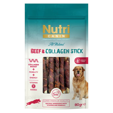 Nutri Canin Sığır Eti Sargılı Kolajen Çubuk 80 gr Köpek Ödül Maması