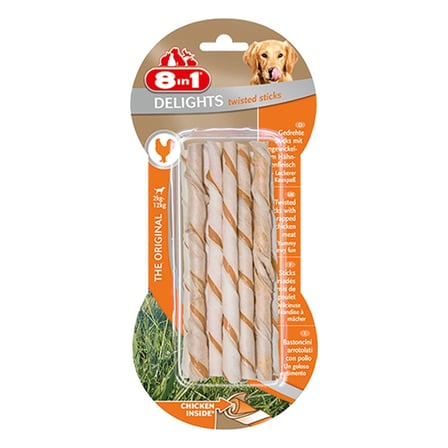 8in1 Delights Twisted Sticks Tavuklu Burgu Çubuk Köpek Ödül Kemiği 55Gr