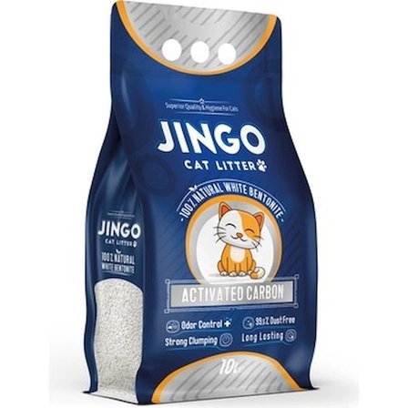 Jingo Cat Litter Aktif Karbonlu Topaklanan 10 lt Kedi Kumu