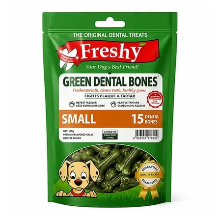 Freshy Dental Yeşil Kemik Köpek Ödülü 15'li Paket - 150 gr