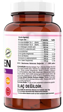 Balık Kollajen Type 1-3 Cla Biotin Çinko 90 Tablet
