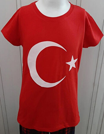 Atatürk ve Türk Bayrağı Baskılı Kız ve Erkek Çocuk T-Shirt 3'lü Paket Renk Siyah-Beyaz-Kırmızı