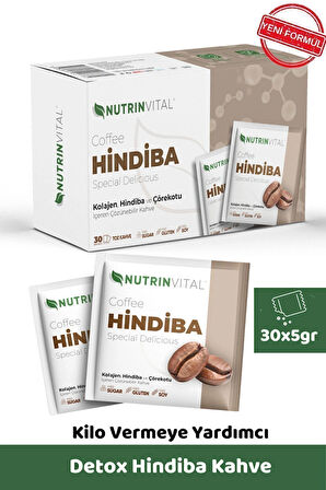 NUTRINVITAL Hindiba Kahvesi Detox - Ve Kilo Vermeye Yardımcı Sindirim Dostu Bitkisel Sağlıklı Kahve 30 Saşe