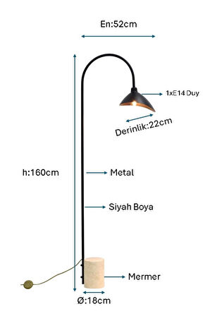 Pulchino Siyah Boyalı Lambader PLC-1203-L-BSY