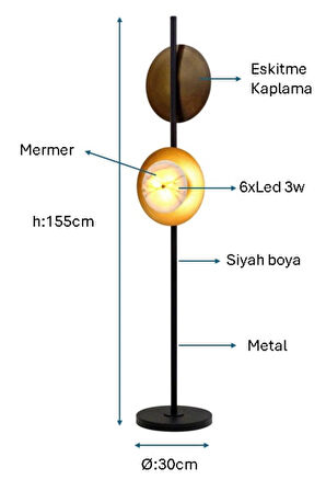 Siyah/Eskitme Boyalı Lambader PLC-1204-L-BSY