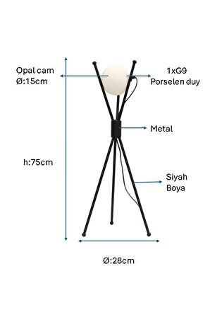 Siyah Boyalı Masa Lambası PLC-1205-M-BSY