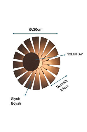 Siyah Boyalı Aplik PLC-1208-AP-BSY