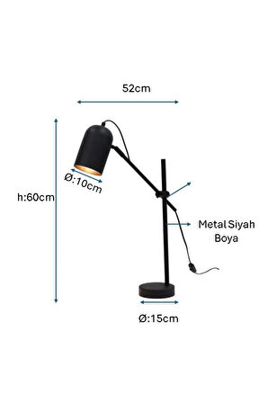 Siyah Boyalı Masa Lambası PLC-1214-M-BSY