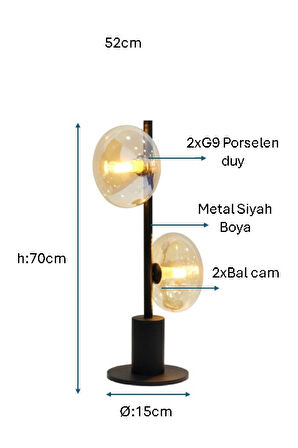 Siyah Boyalı Masa Lambası PLC-1216-M-BSY