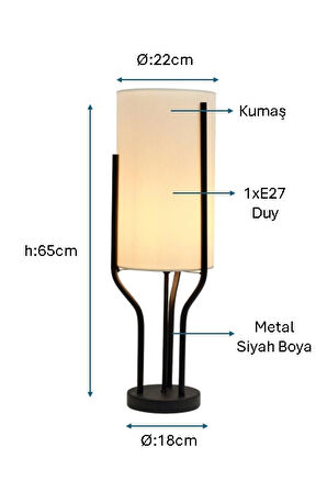 Siyah Boyalı Masa Lambası PLC-1217-M-BSY