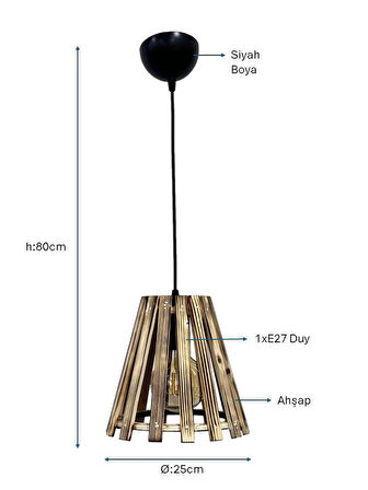 Siyah Boyalı Tekli Avize PLC-1220-AV-BSY