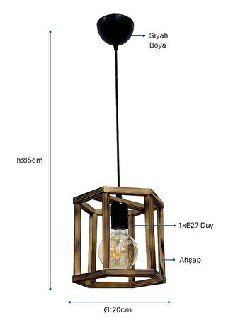 Siyah Boyalı Tekli Avize PLC-1222-AV-BSY