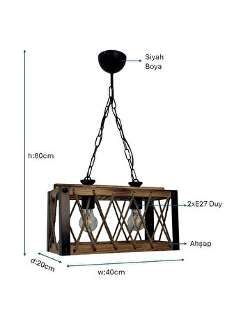 Siyah Boyalı Avize PLC-1223-AV-2-BSY