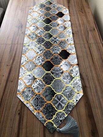 GRİ MOROCCAN DESENLİ RUNNER & GRİ SUPLA