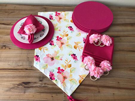 SOFRA SUNUM SETİ SULUBOYA ÇİÇEK DESENLİ