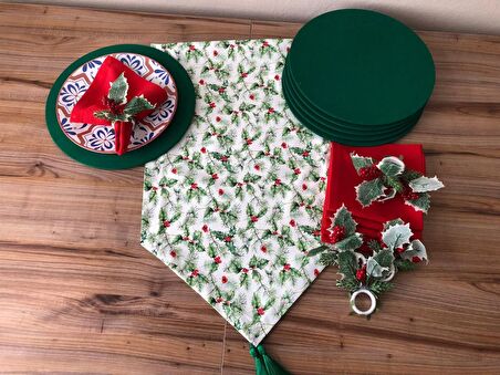 SOFRA SUNUM SETİ YEŞİL YAPRAK ARASI KOKİNA