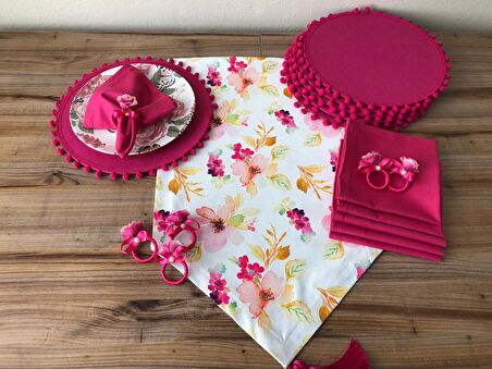 SOFRA SUNUM SETİ SULUBOYA ÇİÇEK DESENLİ