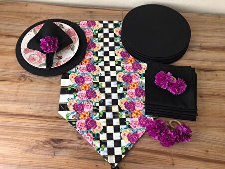 SOFRA SUNUM SETİ MOR ÇİÇEK DESENLİ