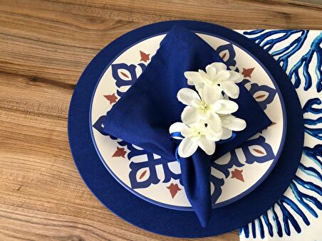 SOFRA SUNUM SETİ MAVİ MERCAN DESENLİ