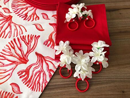 SOFRA SUNUM SETİ KIRMIZI MERCAN DESEN