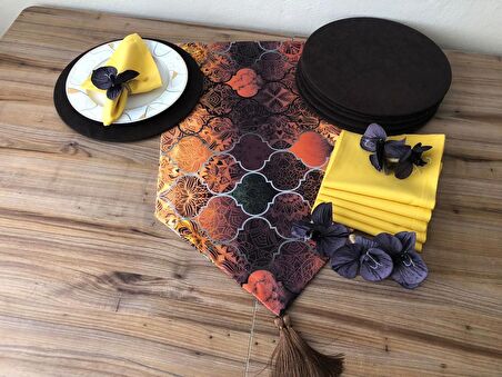 SOFRA SUNUM SETİ KAHVERENGİ MOROCCAN DESENLİ TAKIM