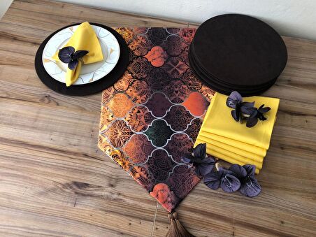 SOFRA SUNUM SETİ KAHVERENGİ MOROCCAN DESENLİ TAKIM