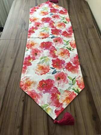 FUŞYA SOFT ÇİÇEK DESENLİ RUNNER