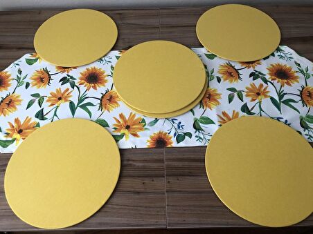 BEYAZ ZEMİN AYÇİÇEĞİ DESENLİ RUNNER & SUPLA