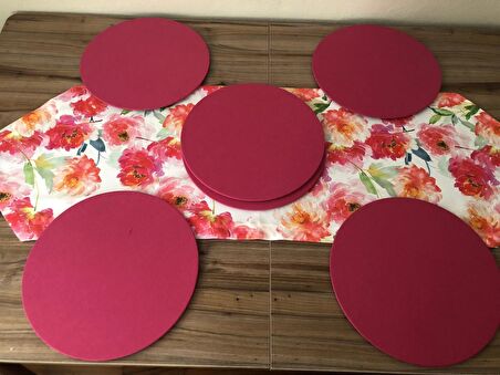 FUŞYA SOFT ÇİÇEK DESENLİ RUNNER & SUPLA