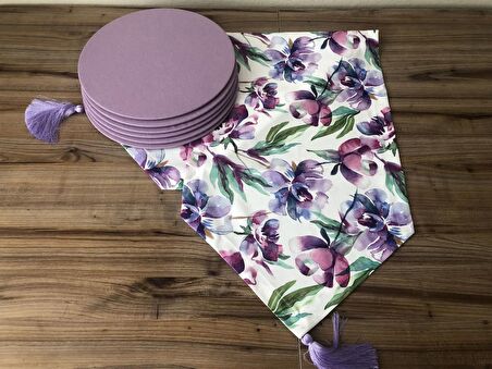 BEYAZ ZEMİN ÇİÇEK DESENLİ RUNNER & SUPLA