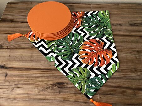 ZİGZAG ZEMİN TURUNCU DEVE TABANI DESENLİ RUNNER & SUPLA