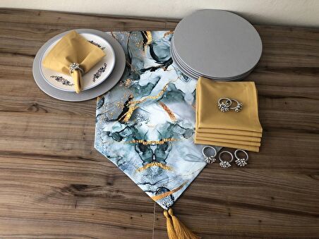 SOFRA SUNUM SETİ MERMER GOLD DESENLİ TAKIM