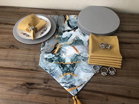 SOFRA SUNUM SETİ MERMER GOLD DESENLİ TAKIM