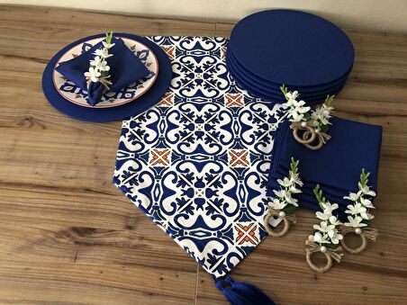 SOFRA SUNUM SETİ MAVİ SERAMİK DESENLİ TAKIM