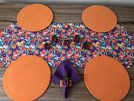 SOFRA SUNUM SETİ ÇİÇEK KARNAVAL DESENLİ TAKIM