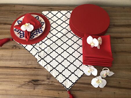 SOFRA SUNUM SETİ BEYAZ MOROCCAN DESENLİ TAKIM