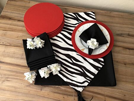 SOFRA SUNUM SETİ ZEBRA DESENLİ