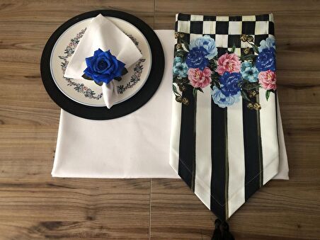 SOFRA SUNUM SETİ MAVİ GÜL DESENLİ