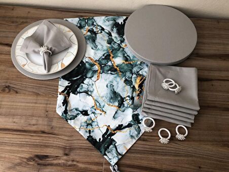 SOFRA SUNUM SETİ MERMER GOLD DESENLİ TAKIM