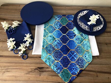 SOFRA SUNUM SETİ MAVİ MOROCCAN DESENLİ