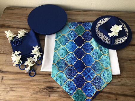 SOFRA SUNUM SETİ MAVİ MOROCCAN DESENLİ