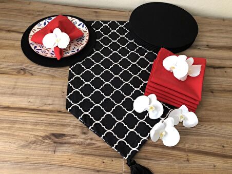 SİYAH MOROCCAN DESENLİ SOFRA SUNUM SETİ