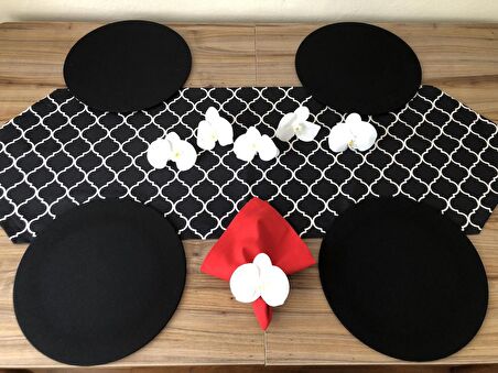 SİYAH MOROCCAN DESENLİ SOFRA SUNUM SETİ