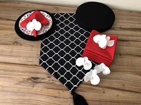 SİYAH MOROCCAN DESENLİ SOFRA SUNUM SETİ