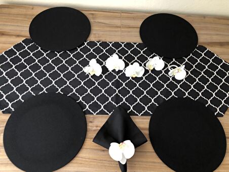 SİYAH MOROCCAN DESENLİ SOFRA SUNUM SETİ