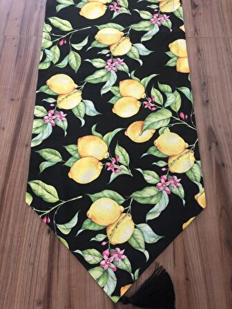 SİYAH ZEMİN LİMON DESENLİ RUNNER