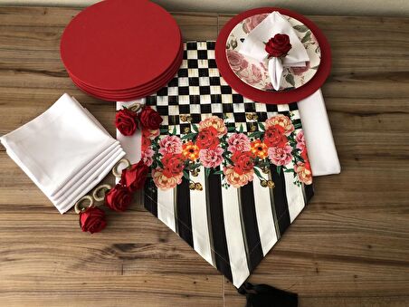 SOFRA SUNUM TAM SET GÜL DESENLİ